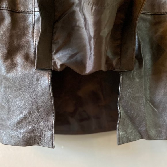 JACLYN SMITH Buttery Soft, Chocolate Brown Genuine Leather Skirt - Picture 3 of 7